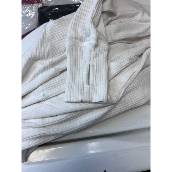 Aerie Offline XS/S Womens White Ribbed Henley Long Sleeve Top With Button Detail - Picture 5 of 11